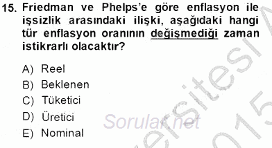 Maliye Politikası 1 2014 - 2015 Dönem Sonu Sınavı 15.Soru