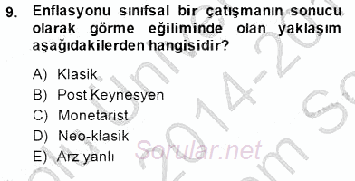 Maliye Politikası 1 2014 - 2015 Dönem Sonu Sınavı 9.Soru