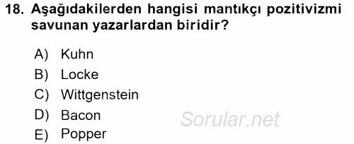 Uluslararası İlişkiler Kuramları 1 2016 - 2017 Dönem Sonu Sınavı 18.Soru