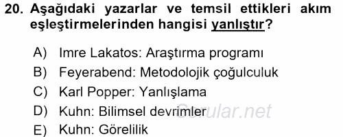 Uluslararası İlişkiler Kuramları 1 2016 - 2017 Dönem Sonu Sınavı 20.Soru