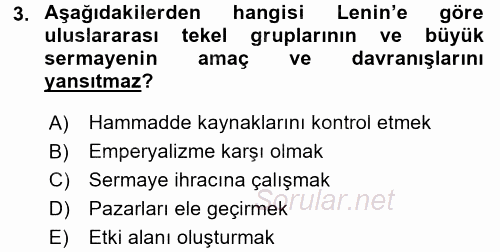 Uluslararası İlişkiler Kuramları 1 2016 - 2017 Dönem Sonu Sınavı 3.Soru