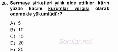 Proje Analizi ve Değerlendirme 2013 - 2014 Ara Sınavı 20.Soru