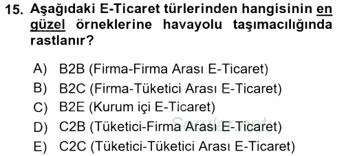 Çağdaş Lojistik Uygulamaları 2016 - 2017 Dönem Sonu Sınavı 15.Soru