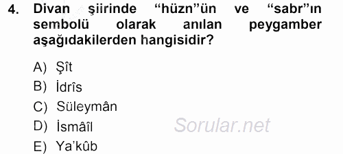 Eski Türk Edebiyatına Giriş: Biçim ve Ölçü 2012 - 2013 Ara Sınavı 4.Soru