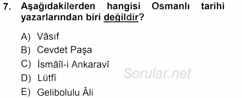 Eski Türk Edebiyatına Giriş: Biçim ve Ölçü 2012 - 2013 Ara Sınavı 7.Soru