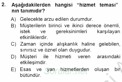 Çağrı Merkezinde Hizmet 2014 - 2015 Dönem Sonu Sınavı 2.Soru