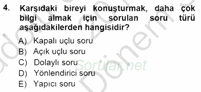 Çağrı Merkezinde Hizmet 2014 - 2015 Dönem Sonu Sınavı 4.Soru