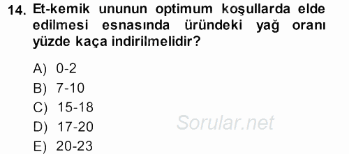 Temel Yem Bilgisi ve Hayvan Besleme 2013 - 2014 Ara Sınavı 14.Soru