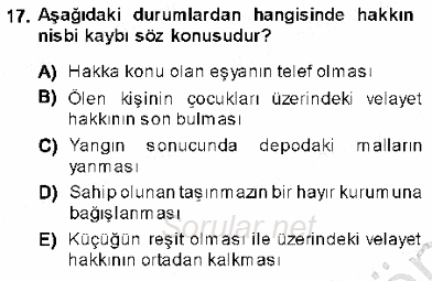 Hukukun Temel Kavramları 1 2013 - 2014 Dönem Sonu Sınavı 17.Soru