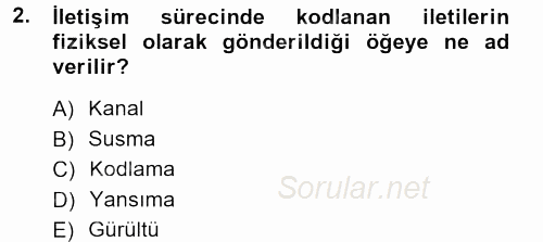 Medya ve İletişim 2012 - 2013 Dönem Sonu Sınavı 2.Soru