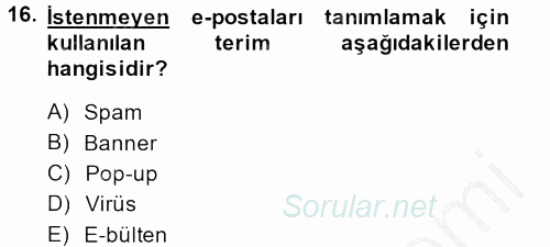 Halkla İlişkiler Uygulama Teknikleri 2014 - 2015 Dönem Sonu Sınavı 16.Soru