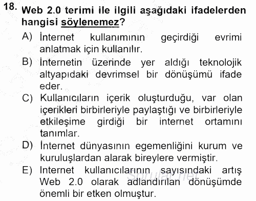 Halkla İlişkiler Uygulama Teknikleri 2014 - 2015 Dönem Sonu Sınavı 18.Soru