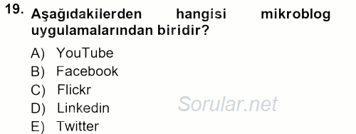 Halkla İlişkiler Uygulama Teknikleri 2014 - 2015 Dönem Sonu Sınavı 19.Soru