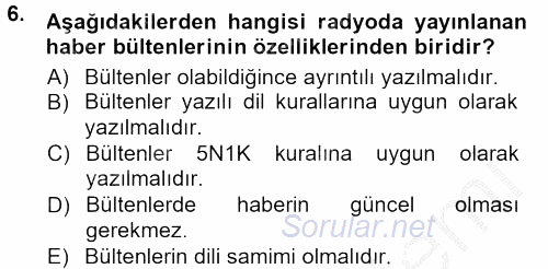 Halkla İlişkiler Uygulama Teknikleri 2014 - 2015 Dönem Sonu Sınavı 6.Soru