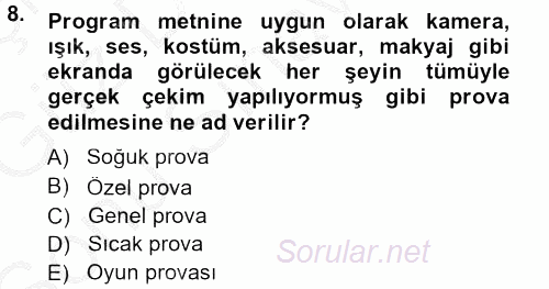 Halkla İlişkiler Uygulama Teknikleri 2014 - 2015 Dönem Sonu Sınavı 8.Soru