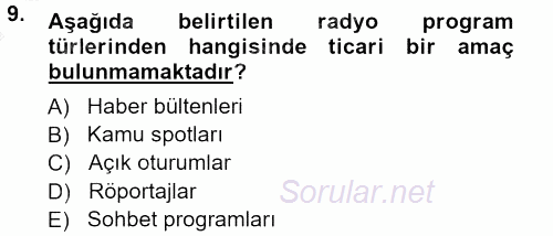 Halkla İlişkiler Uygulama Teknikleri 2014 - 2015 Dönem Sonu Sınavı 9.Soru