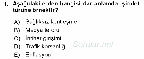 Sosyal Sorunlar 2015 - 2016 Dönem Sonu Sınavı 1.Soru
