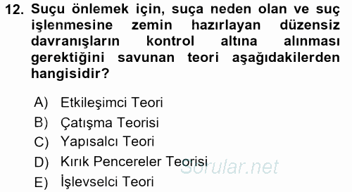 Sosyal Sorunlar 2015 - 2016 Dönem Sonu Sınavı 12.Soru