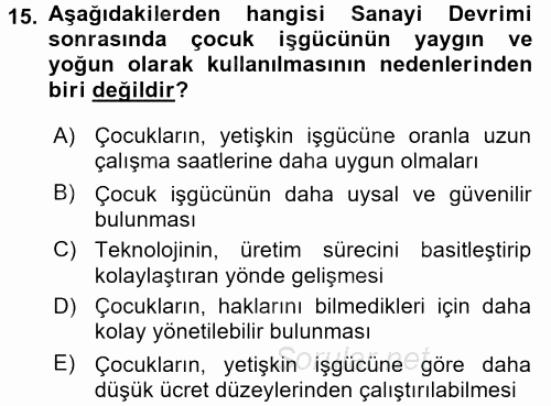 Sosyal Sorunlar 2015 - 2016 Dönem Sonu Sınavı 15.Soru