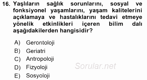 Sosyal Sorunlar 2015 - 2016 Dönem Sonu Sınavı 16.Soru