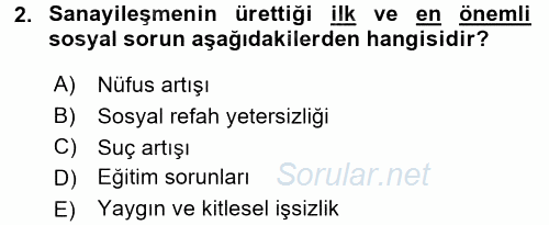 Sosyal Sorunlar 2015 - 2016 Dönem Sonu Sınavı 2.Soru