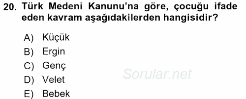 Sosyal Sorunlar 2015 - 2016 Dönem Sonu Sınavı 20.Soru