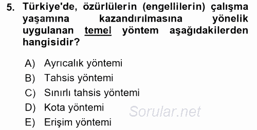 Sosyal Sorunlar 2015 - 2016 Dönem Sonu Sınavı 5.Soru