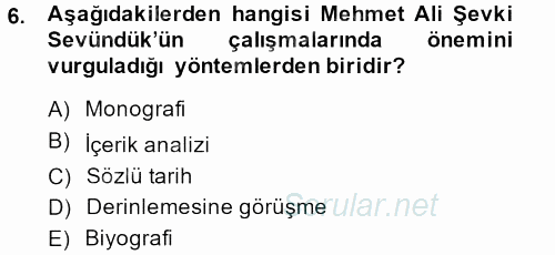 Türk Sosyologları 2013 - 2014 Tek Ders Sınavı 6.Soru