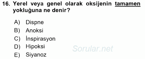 Temel Sağlık Hizmetleri 2015 - 2016 Dönem Sonu Sınavı 16.Soru