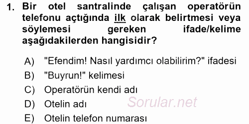 Sosyal Davranış ve Protokol 2017 - 2018 Ara Sınavı 1.Soru