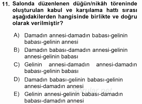 Sosyal Davranış ve Protokol 2017 - 2018 Ara Sınavı 11.Soru