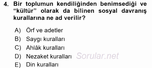 Sosyal Davranış ve Protokol 2017 - 2018 Ara Sınavı 4.Soru