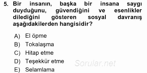 Sosyal Davranış ve Protokol 2017 - 2018 Ara Sınavı 5.Soru