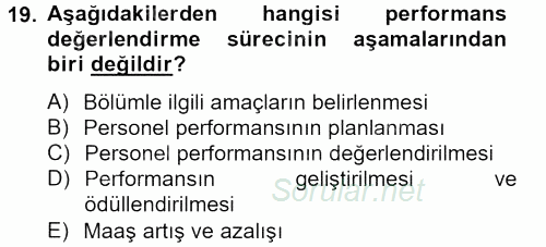 Sağlık Kurumları Yönetimi 2 2013 - 2014 Tek Ders Sınavı 19.Soru