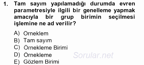 İstatistik 2 2013 - 2014 Tek Ders Sınavı 1.Soru