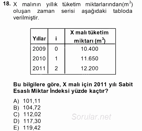 İstatistik 2 2013 - 2014 Tek Ders Sınavı 18.Soru