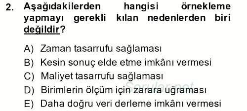 İstatistik 2 2013 - 2014 Tek Ders Sınavı 2.Soru