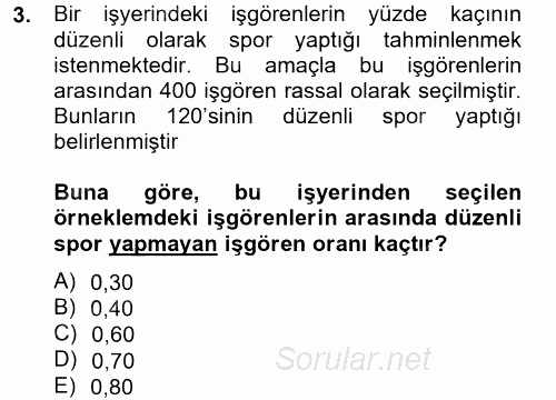 İstatistik 2 2013 - 2014 Tek Ders Sınavı 3.Soru