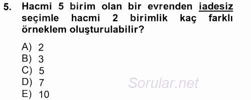 İstatistik 2 2013 - 2014 Tek Ders Sınavı 5.Soru