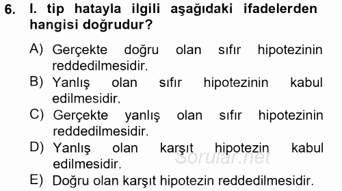 İstatistik 2 2013 - 2014 Tek Ders Sınavı 6.Soru