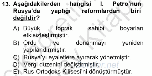 Siyasi Tarih 1 2012 - 2013 Ara Sınavı 13.Soru