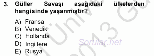 Siyasi Tarih 1 2012 - 2013 Ara Sınavı 3.Soru