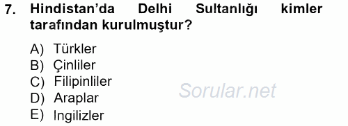 Siyasi Tarih 1 2012 - 2013 Ara Sınavı 7.Soru