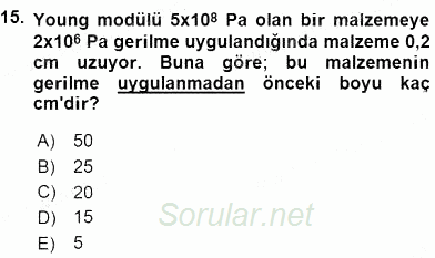 Teknolojinin Bilimsel İlkeleri 2 2015 - 2016 Dönem Sonu Sınavı 15.Soru
