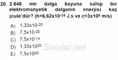 Teknolojinin Bilimsel İlkeleri 2 2015 - 2016 Dönem Sonu Sınavı 20.Soru