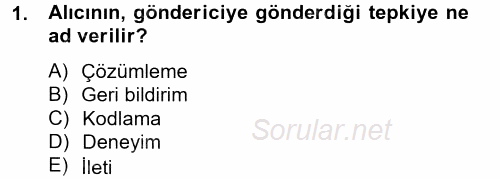 Pazarlama İletişimi 2012 - 2013 Dönem Sonu Sınavı 1.Soru