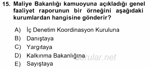 Yerel Yönetimler 2016 - 2017 Ara Sınavı 15.Soru