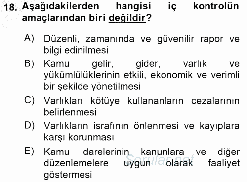 Yerel Yönetimler 2016 - 2017 Ara Sınavı 18.Soru