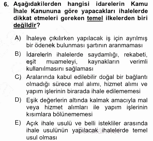 Yerel Yönetimler 2016 - 2017 Ara Sınavı 6.Soru