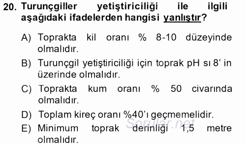 Bahçe Tarımı 2 2014 - 2015 Ara Sınavı 20.Soru